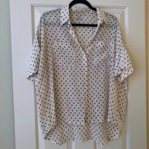 Madewell Printed Flowy Silk Short Sleeve Shirt